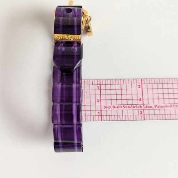 Rustic Cuff Amethyst/ Pink Stretchy Bracelet Set Buckle Motif, Shamballa Crystal - Picture 12 of 13